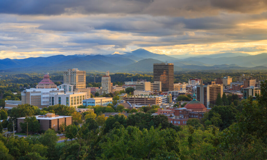 A view of Asheville, NC's city skyline