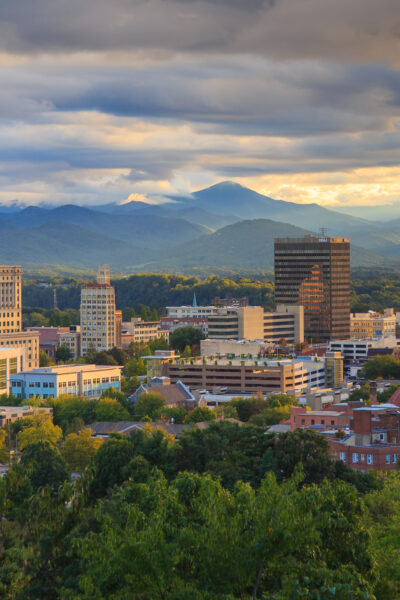 A view of Asheville, NC's city skyline