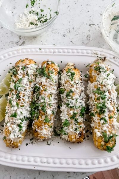 The finished Homemade Elotes or Mexican Street Corn