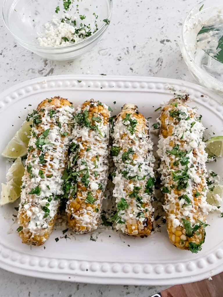 The finished Homemade Elotes or Mexican Street Corn