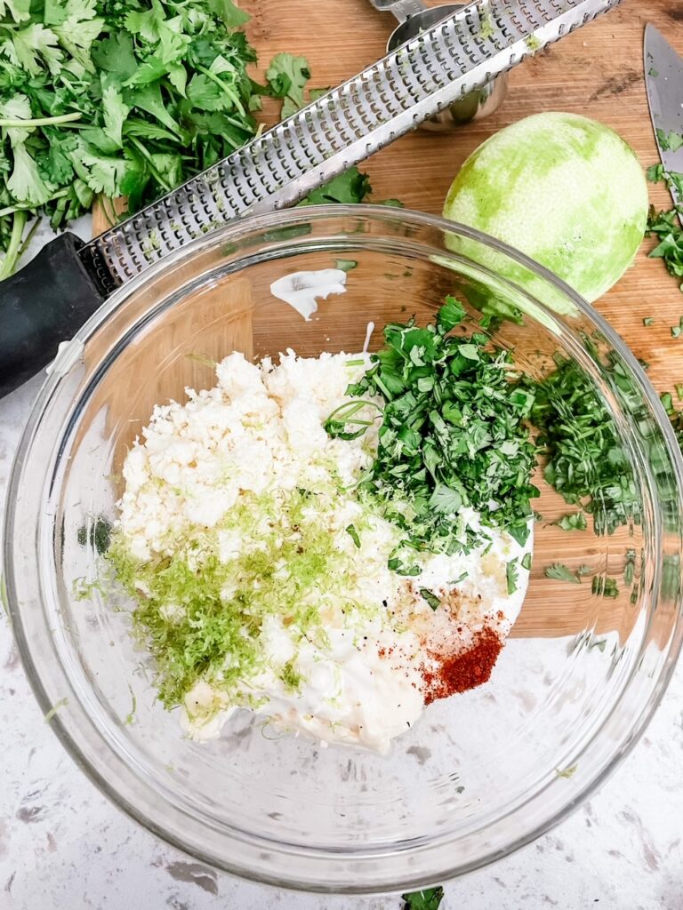 The ingredients for the sauce all in a bowl