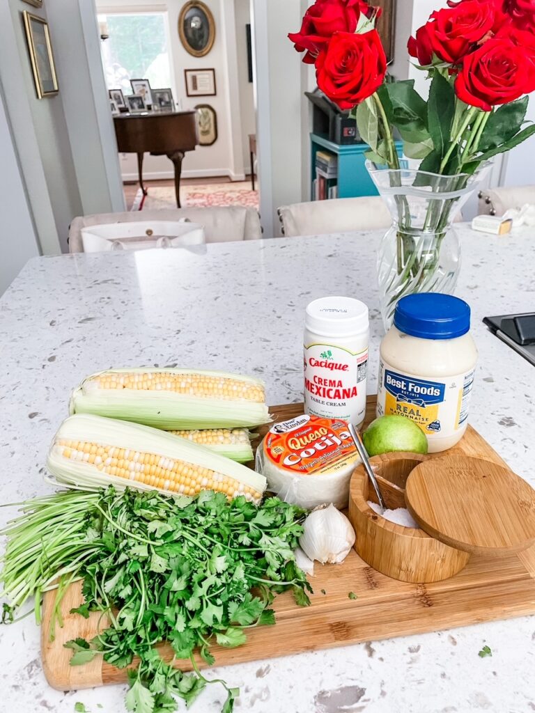 The ingredients for the Mexican street food recipe laid out on a counter