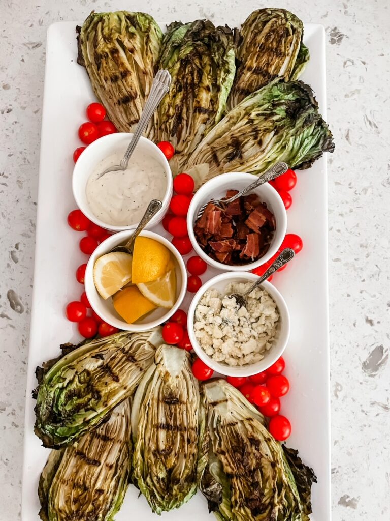 The finished Grilled Romaine Salad Board