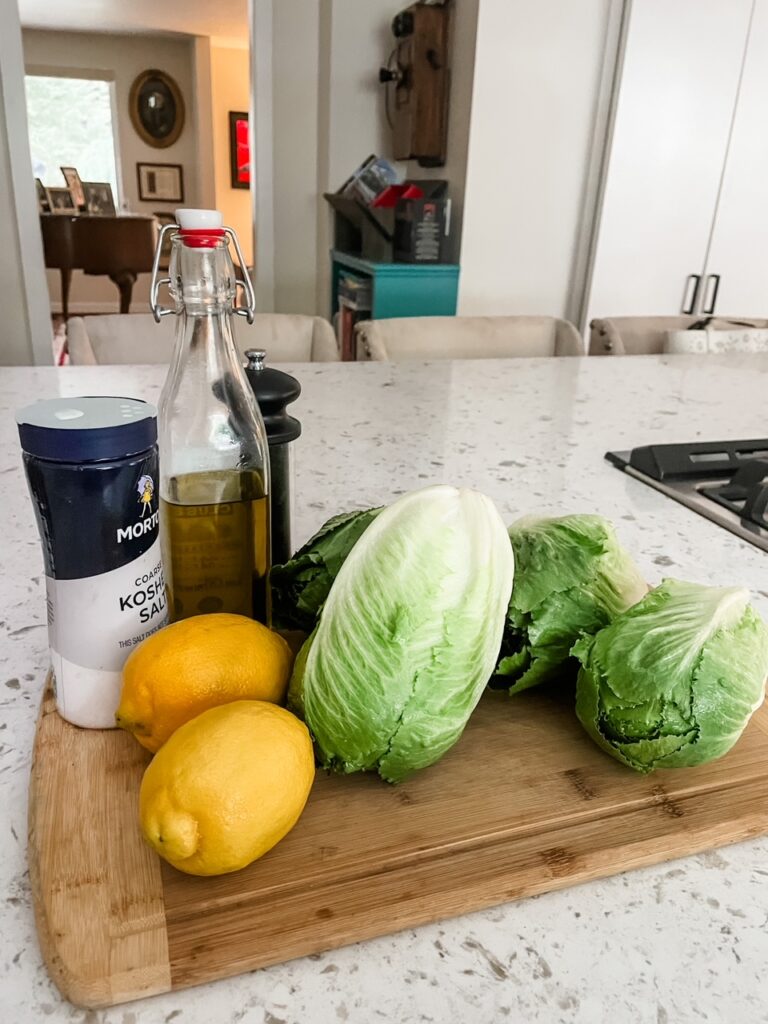 The basic ingredients for the Grilled Romaine Salad Board