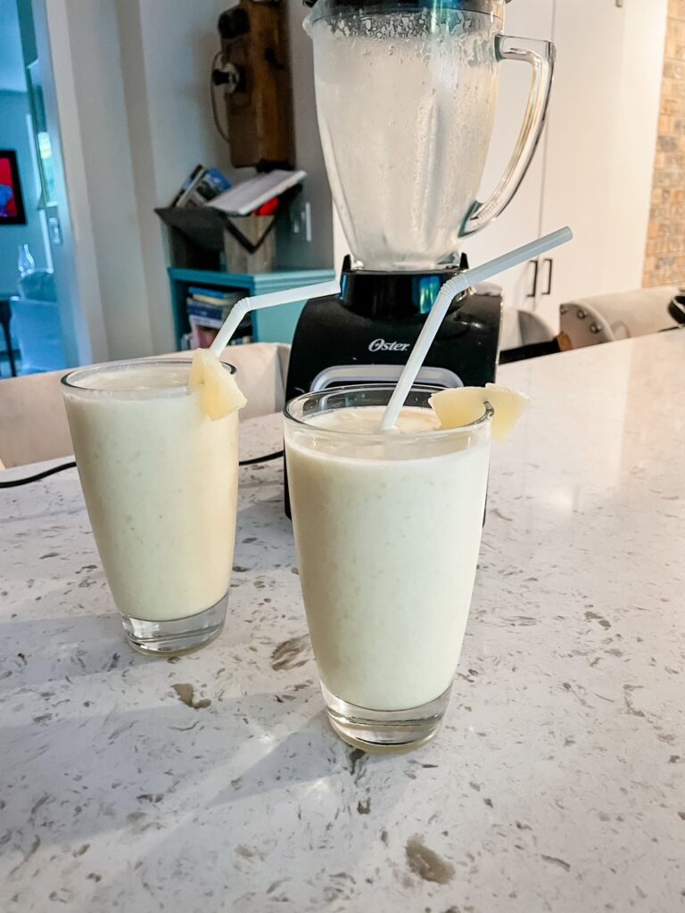 Two of the finished Hawaiian-Inspired Smoothies