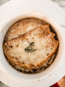 The finished French Onion Soup