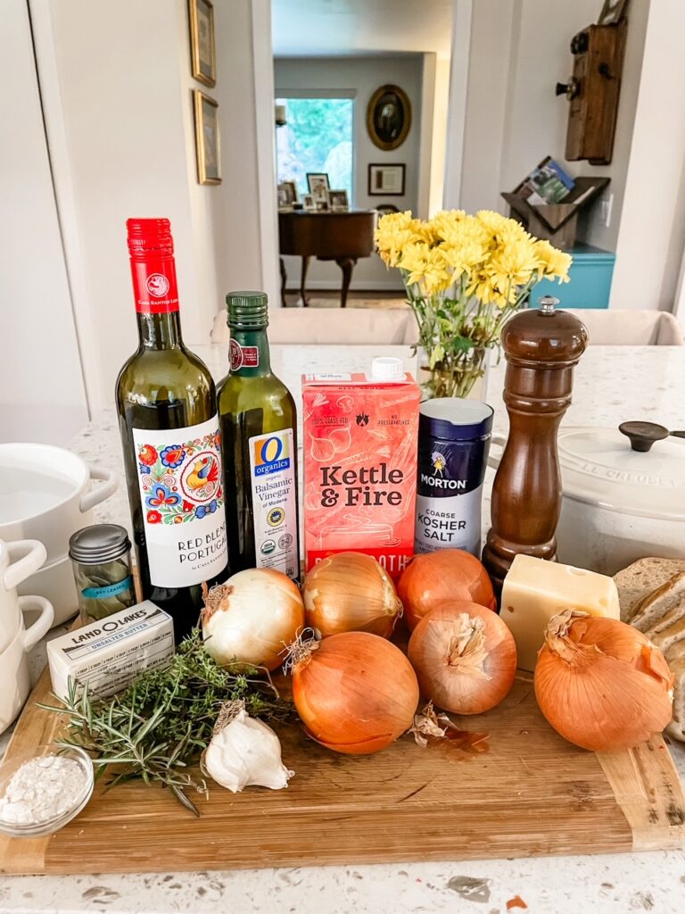 The ingredients for the French Onion Soup