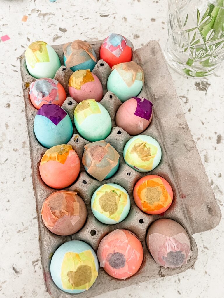 The finished DIY Confetti Easter Eggs