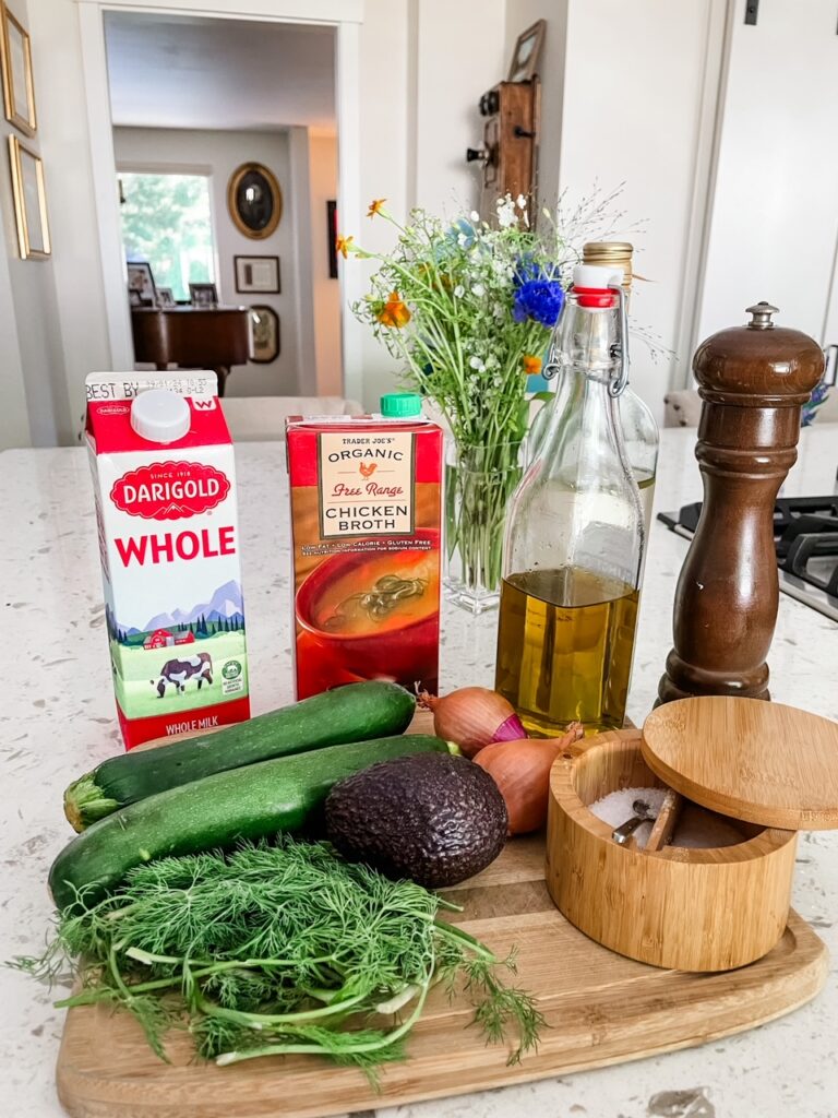 The ingredients for the Cold Zucchini Soup