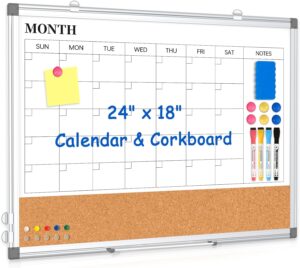 A dry-erase calendar whiteboard