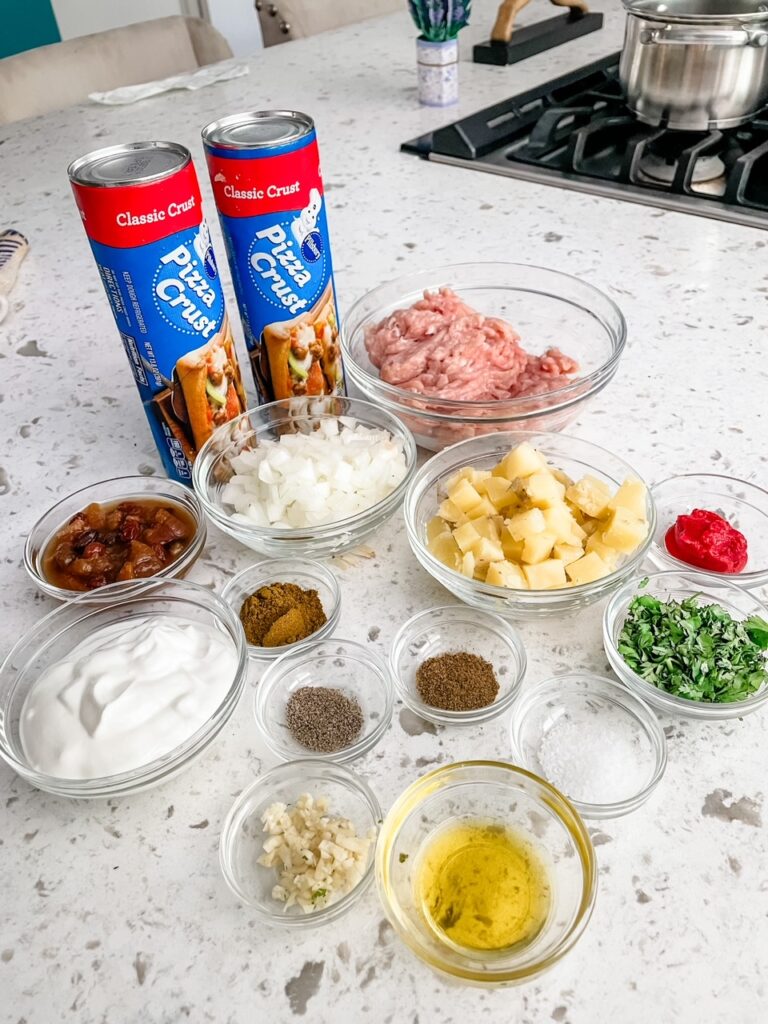 The ingredients set out on a counter