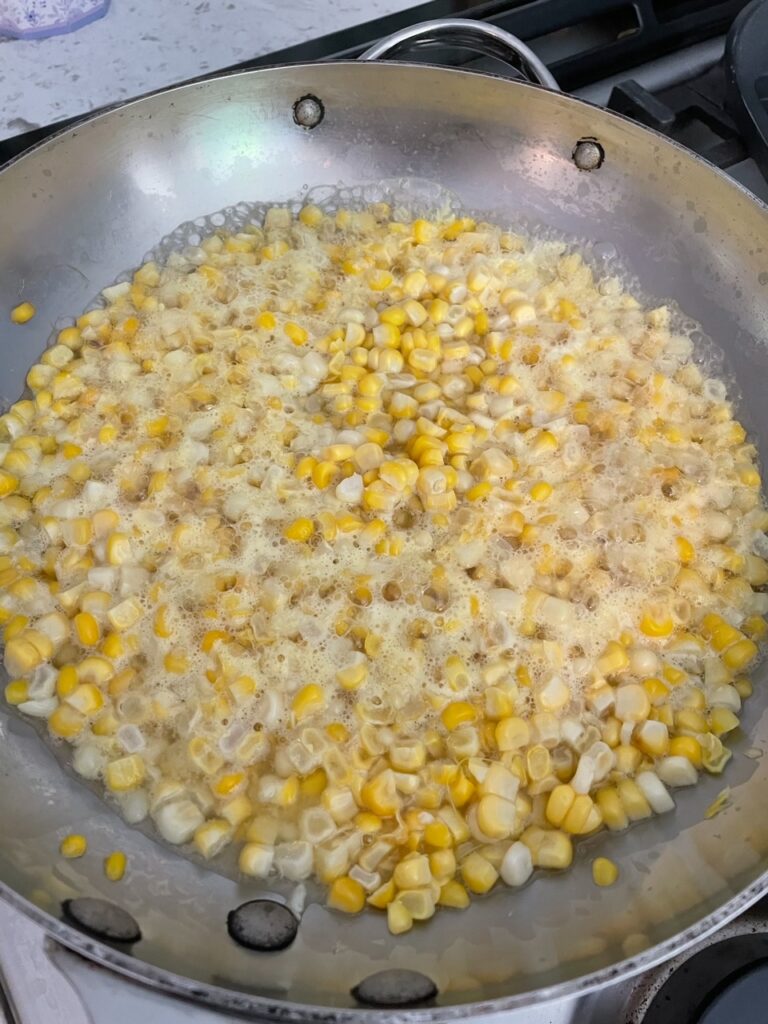 Marie's method of quickly cooking the kernels in a shallow pan of water