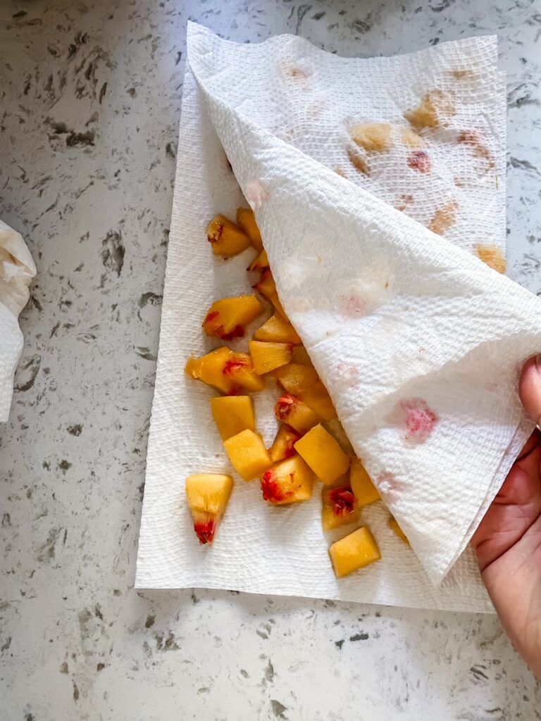 Prepping the fresh peaches