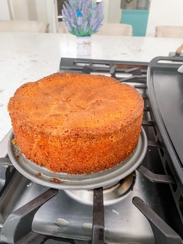 The finished Peach Polenta Cake