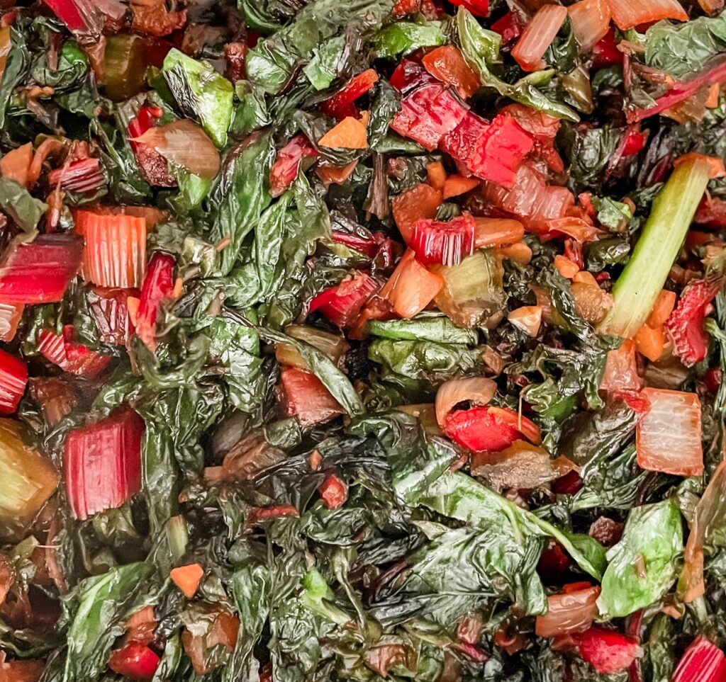 A finished portion of Sauteed Red Chard Recipe