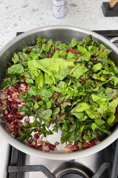 The red chard sautéed with the other ingredients