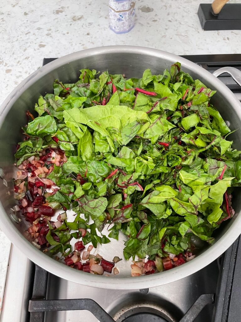 The red chard sautéed with the other ingredients