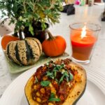 The finished Acorn Squash with Sausage and Corn Stuffing