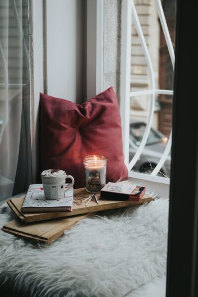 A cozy reading nook, perfect for reading something off Marie's Fall Reading List 2024