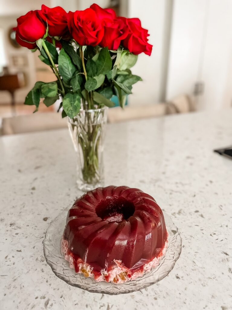 The finished Homemade Holiday Cranberry Gelatin Mold