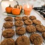 A rack of Make Ahead Chewy Molasses Cookies cooling on a rack