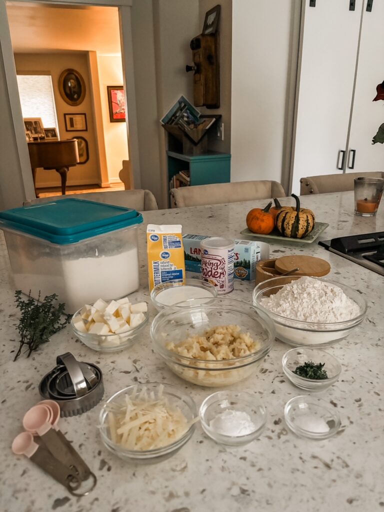 The ingredients for the Sweet Potato Biscuits with Cheese