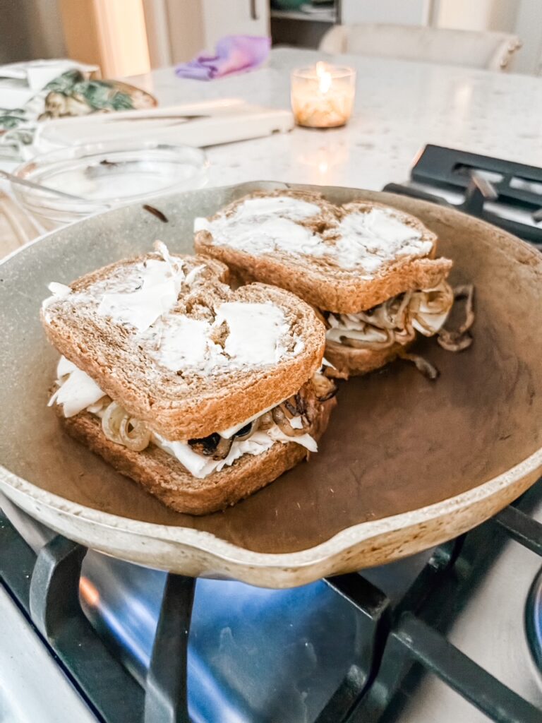 Grilling the sandwiches in a pan stovetop