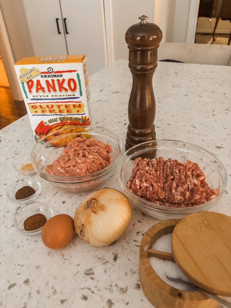 The ingredients set out on a counter 