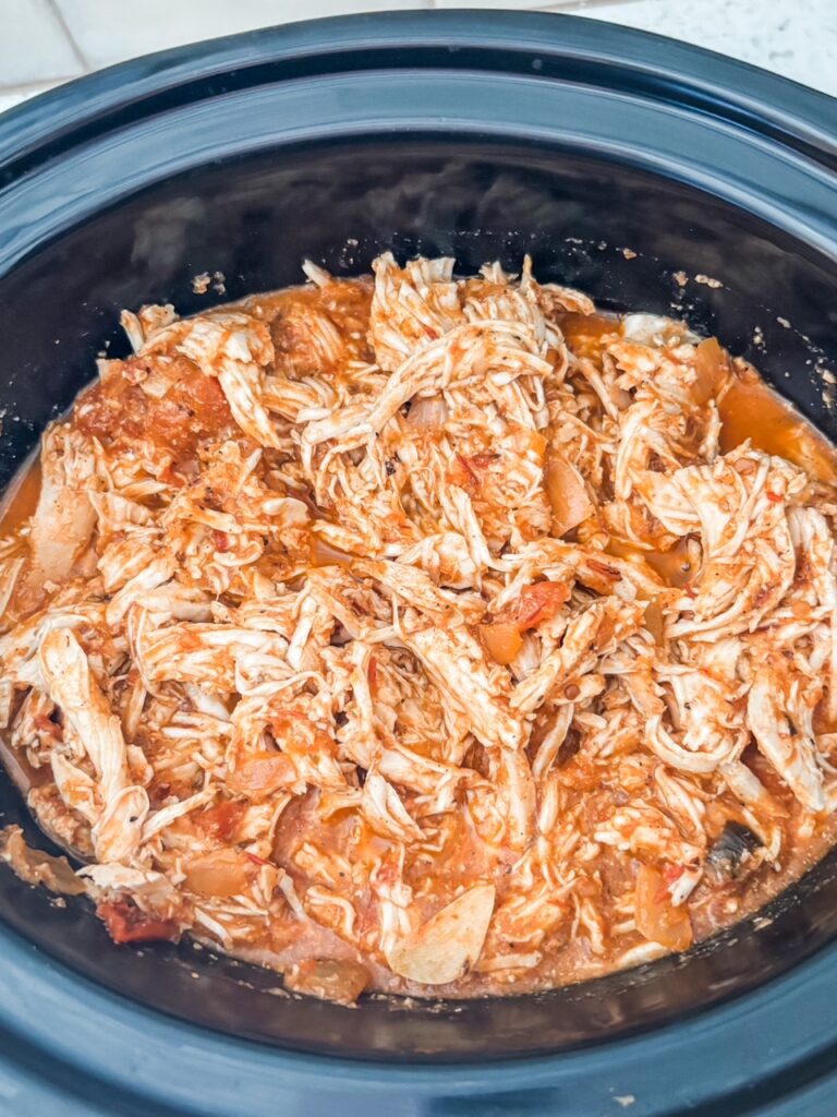 Slow Cooker Chicken Tinga in the slow cooker