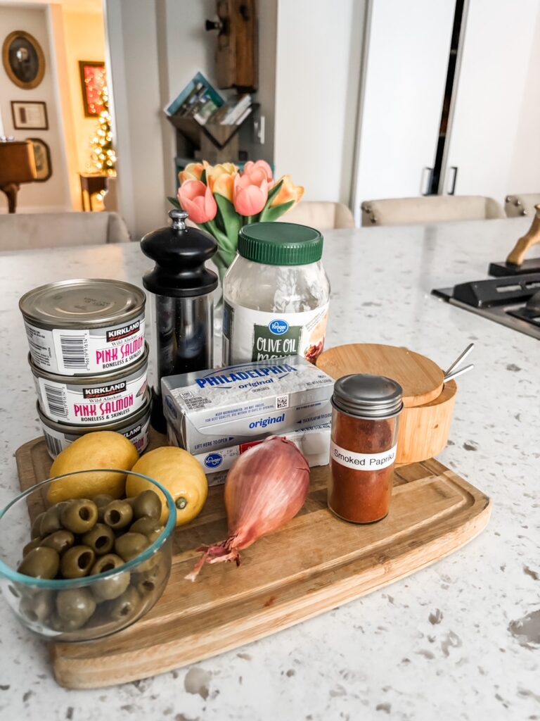 The ingredients for the Smoky Salmon Cream Cheese Spread 