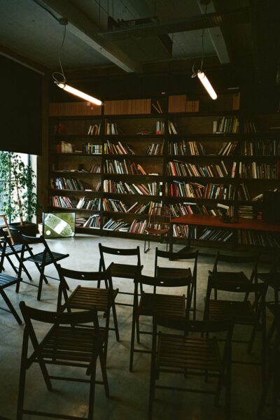 An area of the library set up for events, one of the things that friends of the library help with