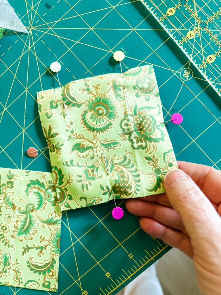 The fabric pieces pinned together