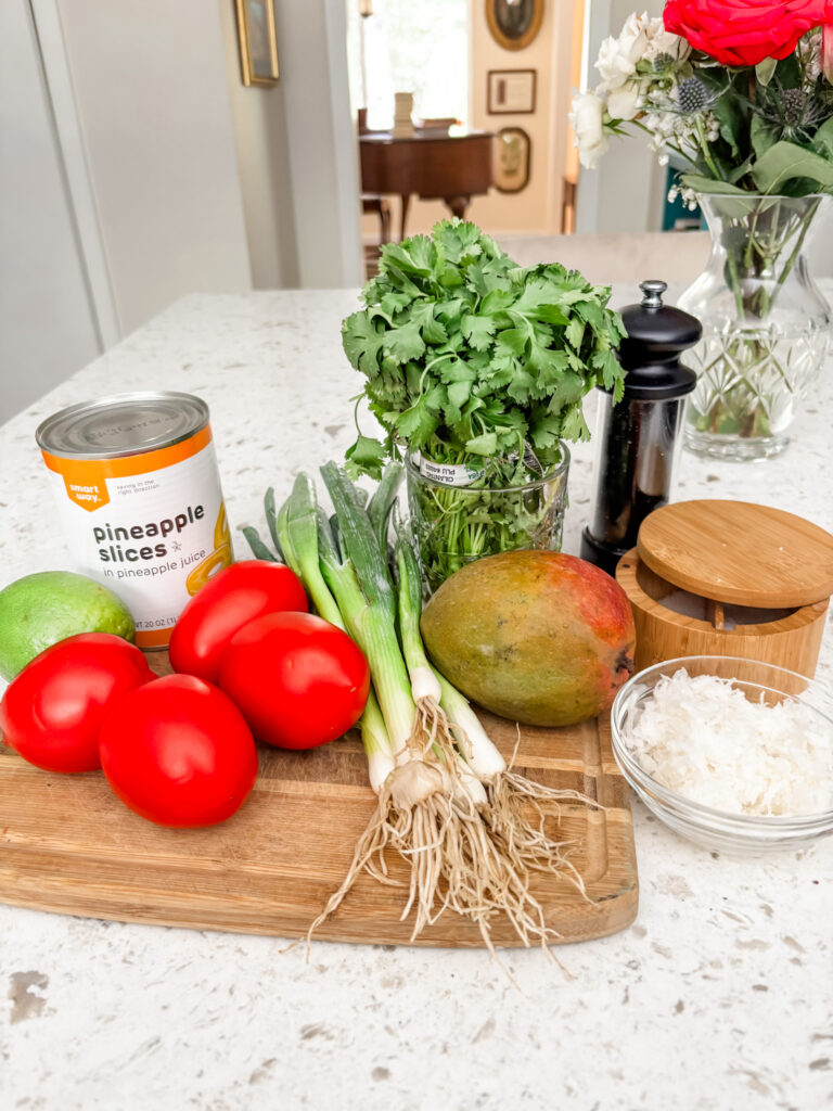 The ingredients for the tropical salsa