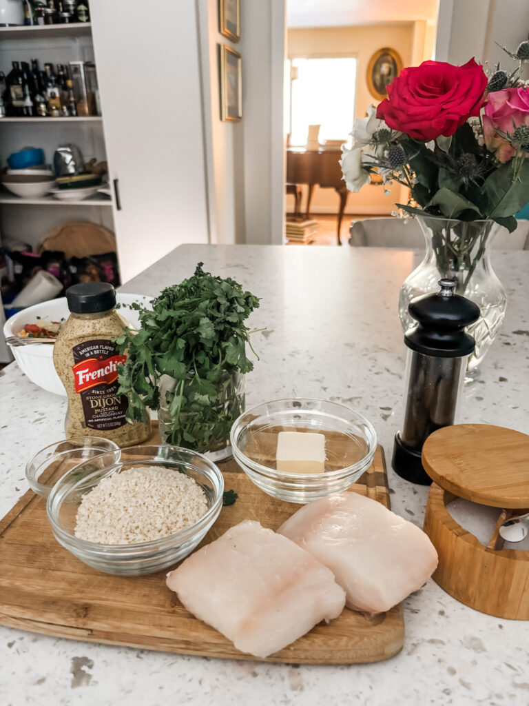 The ingredients for the Grilled Panko Halibut