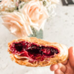 The finished puff pastry blackberry turnovers