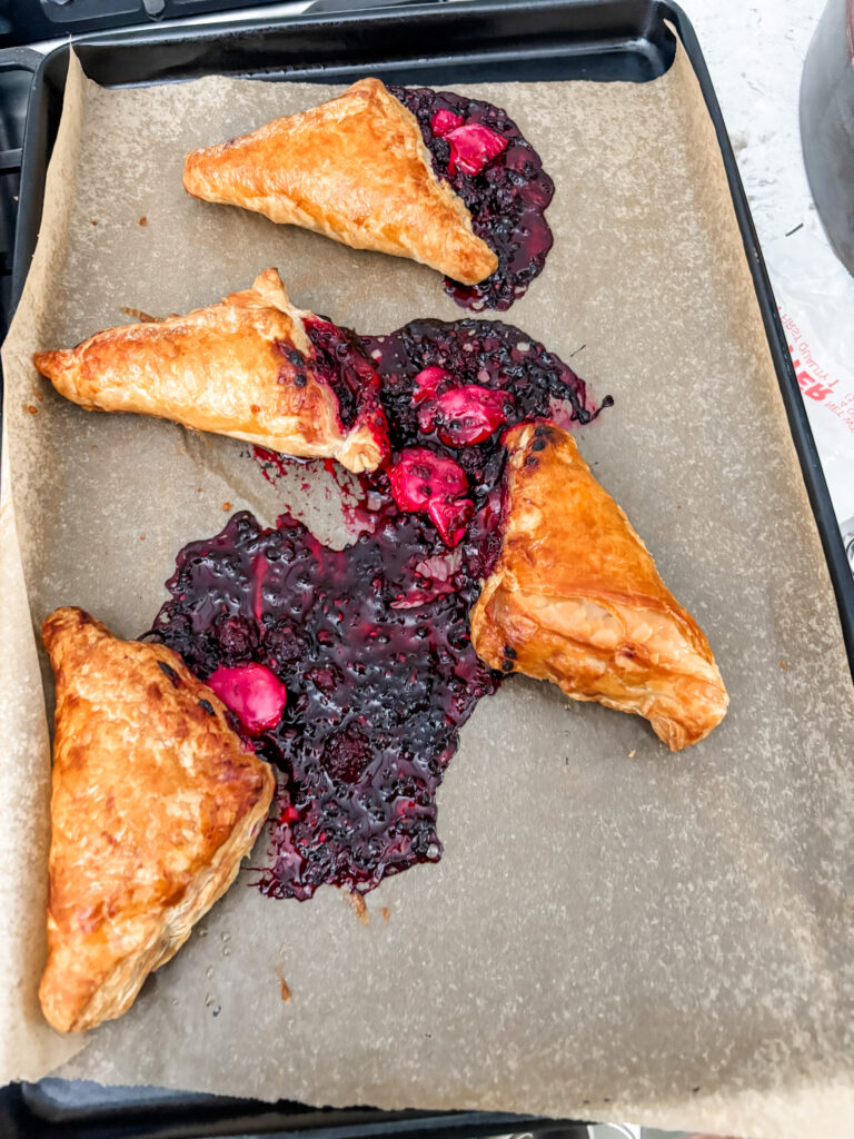 The "exploded" puff pastry blackberry turnovers