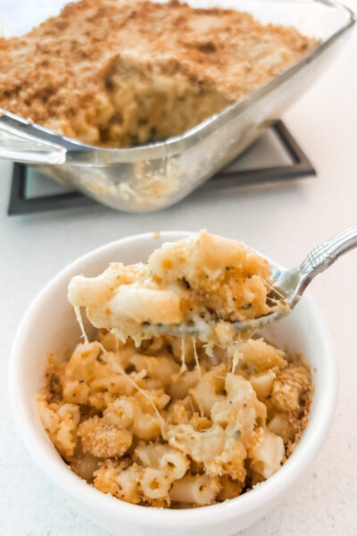 The finished and portioned out Butternut Squash Mac and Cheese with Sage