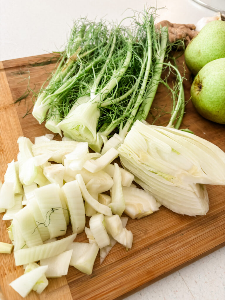 The chopped and prepped vegetables