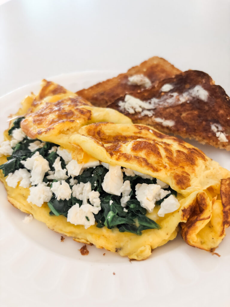 A spinach and feta omelet 