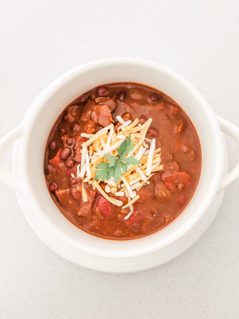 The finished beef chipotle chili 