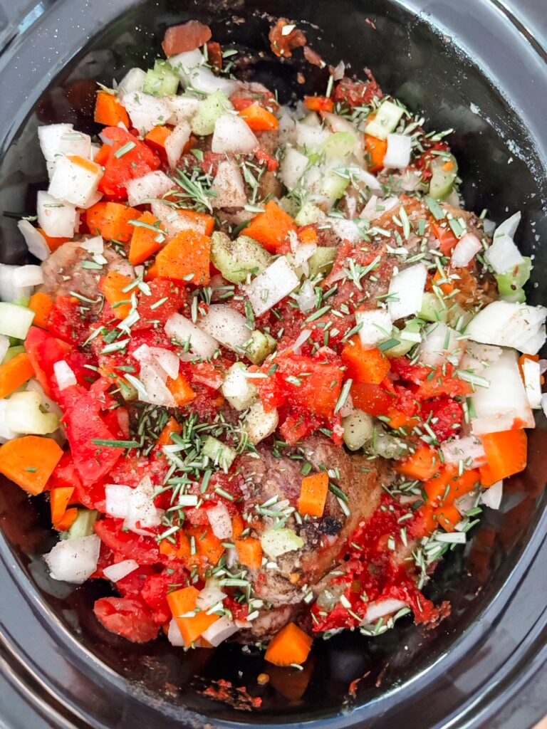 All the ingredients for the Pork Osso Bucco Recipe before it starts to cook