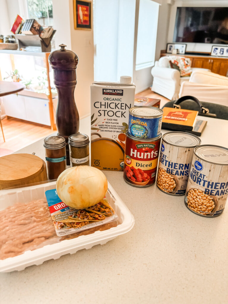 The ingredients for the White Bean Chicken Chili