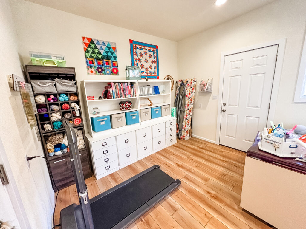 Some drawers and shelves brought in from Marie's old sewing space with keepsakes and more